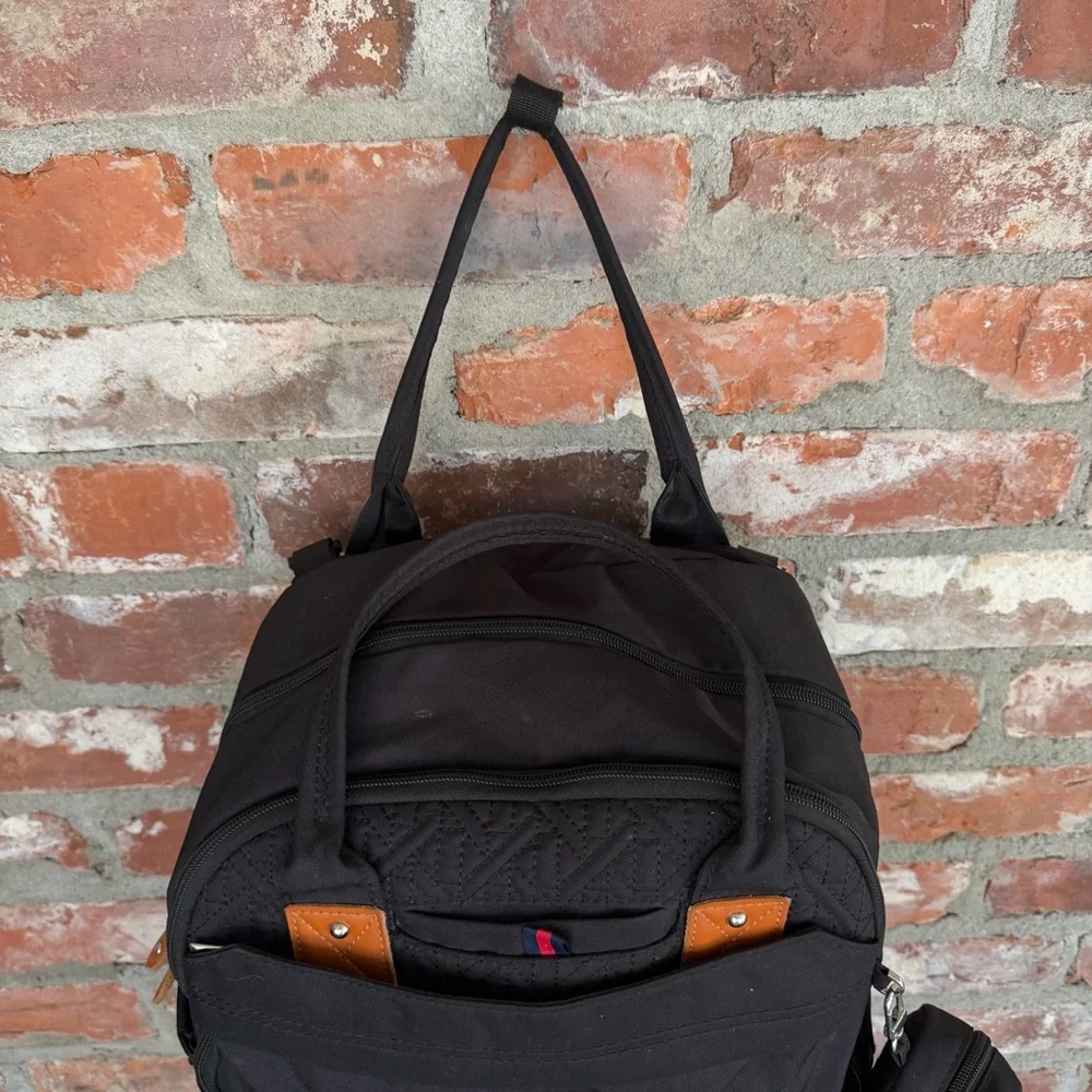 Leleblum Black Quilted Diaper Bag Backpack Travel Laptop Bag Pacifier Pouch‎